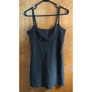 VINTAGE Black Plaid Empire Mini Dress 90s Cher Clueless Preppy Slip Y2K Academia